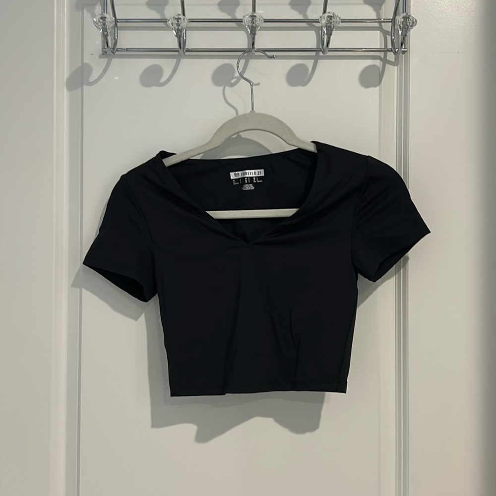 Black V Neck Workout Top